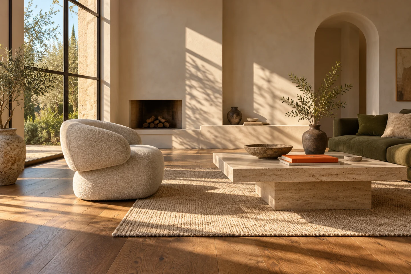 Gestaltungsbeispiel einer Website für einen Interior-Auftritt mit einem sonnigen Wohnraum